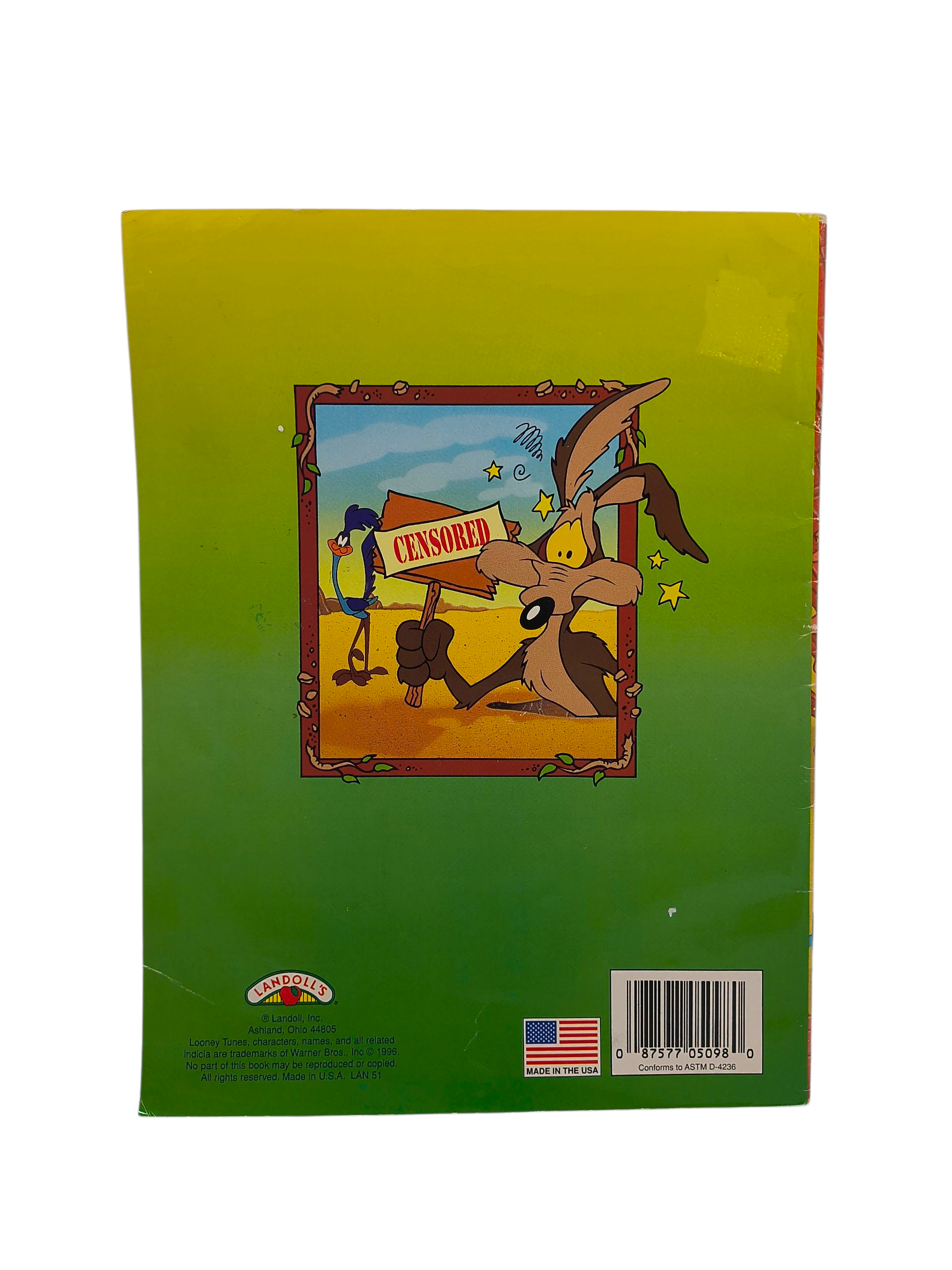1996 Landoll's Looney Tunes Cliffdangler Wile Coyote Coloring & Activity Book image 2