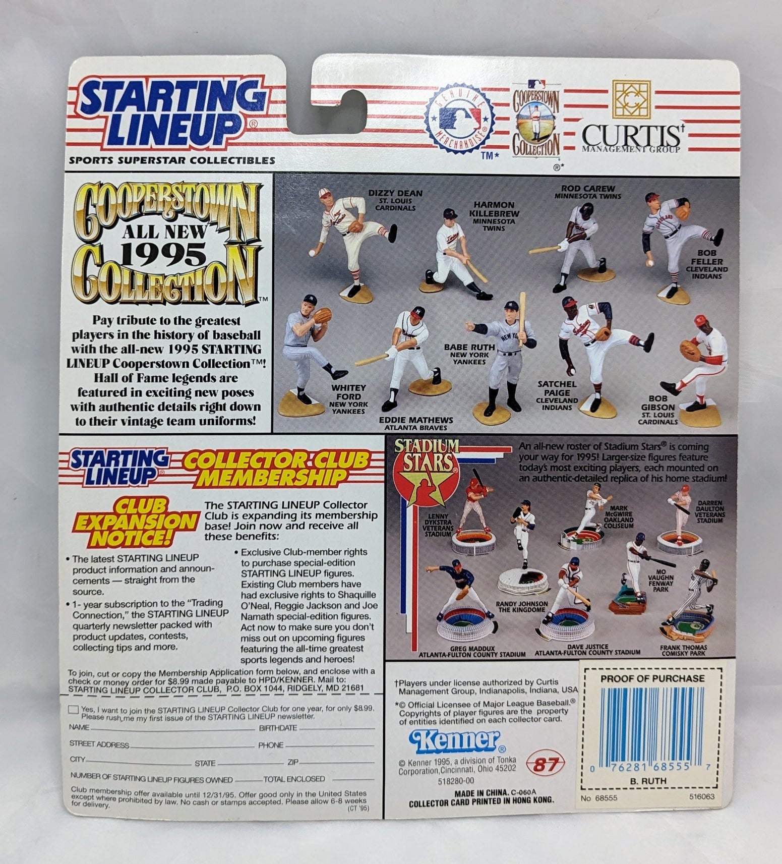 1995 Starting Lineup Cooperstown Collection Babe Ruth New York Yankees Figure image 2