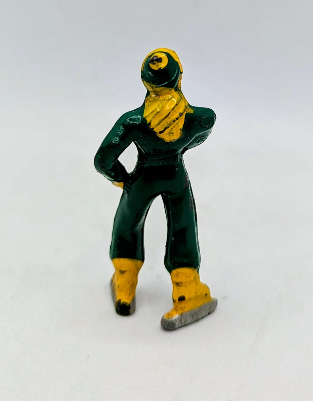 Vintage Lead Barclay Village Ice Skater Green Yellow Figure image 2