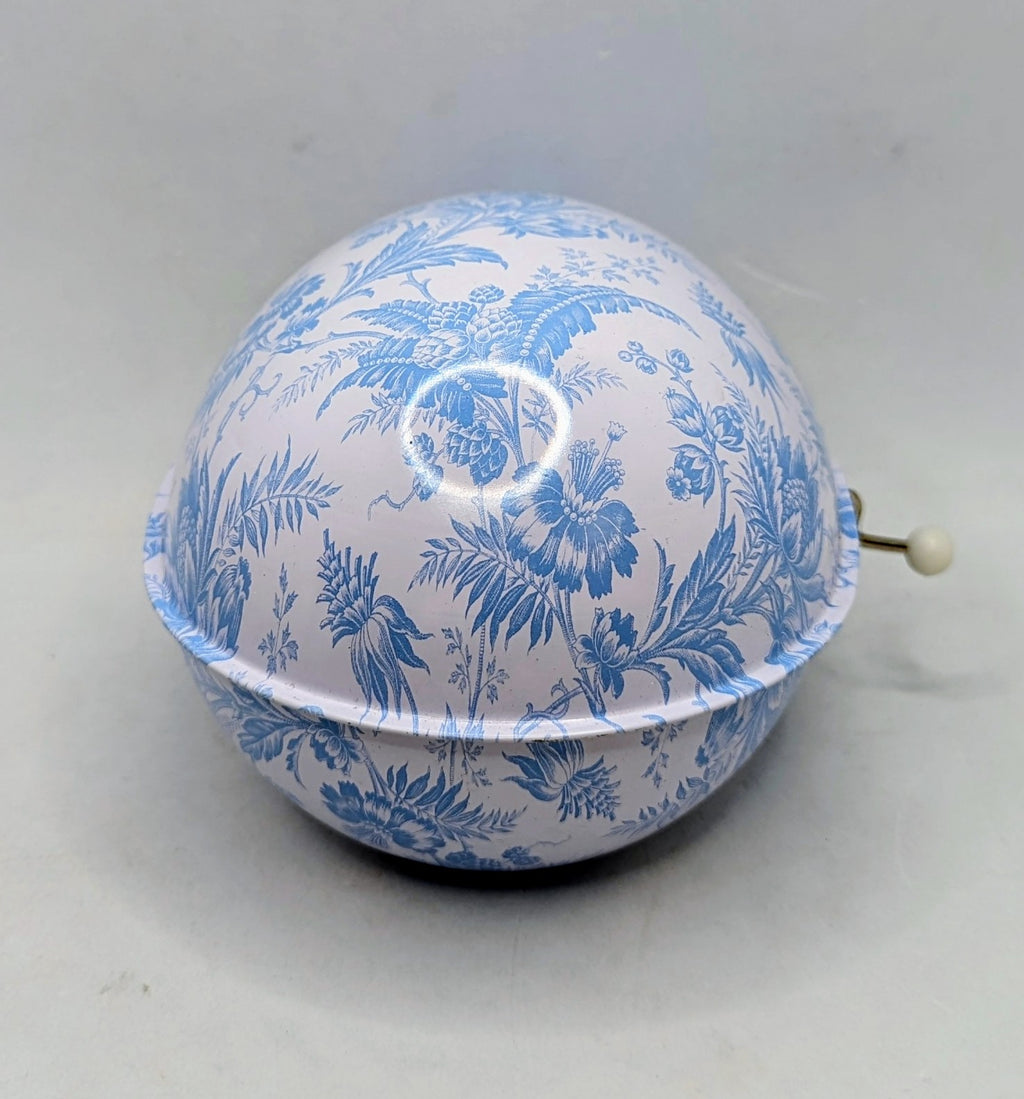 Vintage 50s Mattel Style Blue Pattern Musical Tin Wind-up Litho Egg image 2