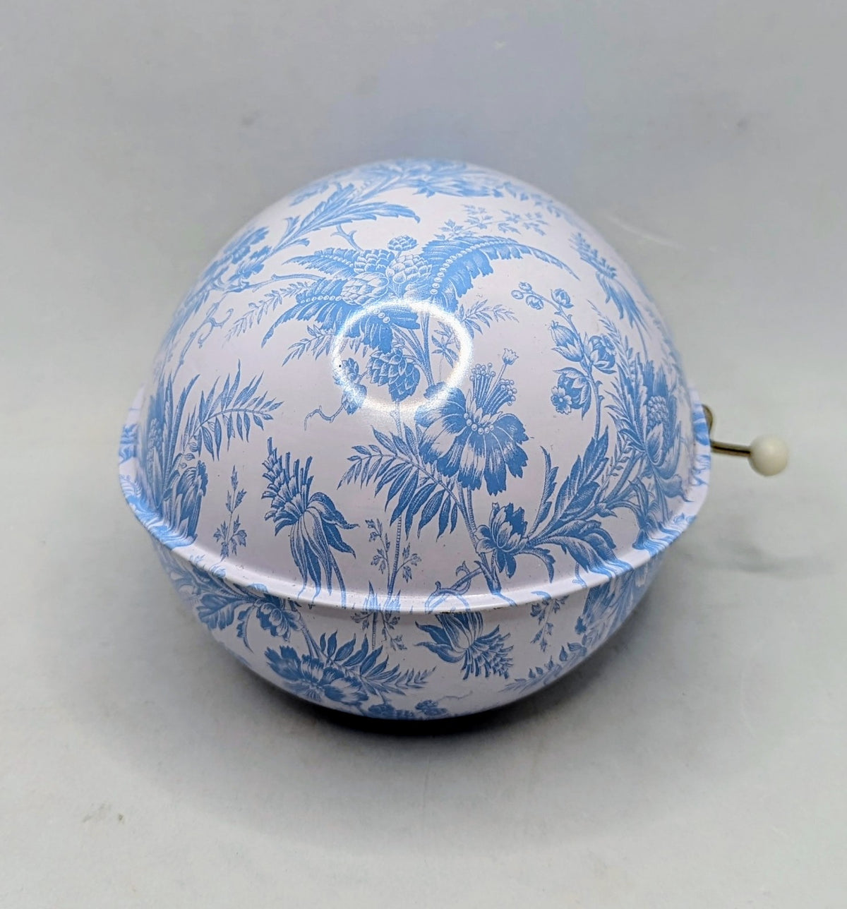 Vintage 50s Mattel Style Blue Pattern Musical Tin Wind-up Litho Egg image 2