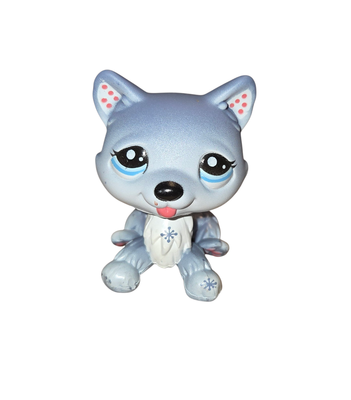 2010 Hasbro Littlest Pet Shop LPS Blythe Husky #1617 Snowflake Polka Dot Ears