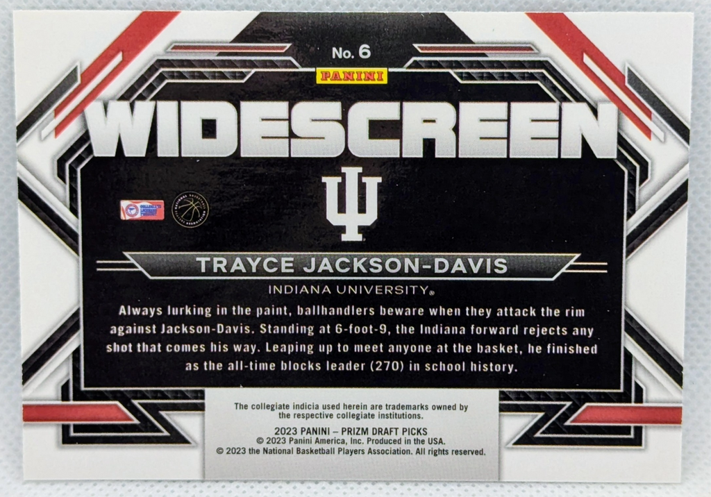 2023-24 Panini Prizm Draft Picks Widescreen Trayce Jackson-Davis Indiana #6 image 2