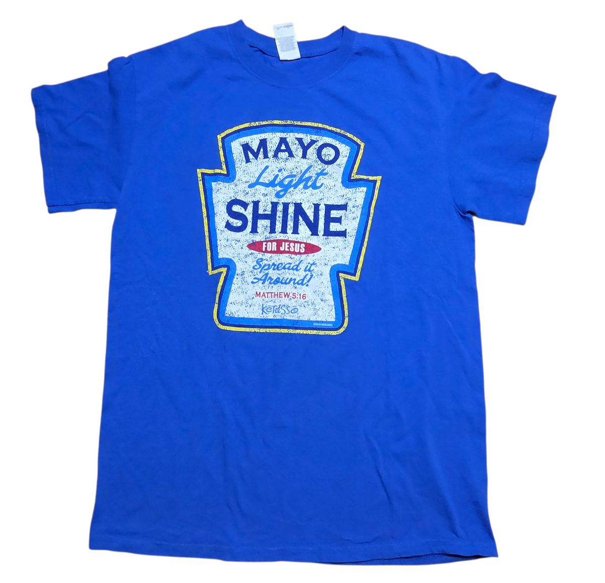 Christian Mayo Light Shine For Jesus Blue Graphic T-Shirt Medium