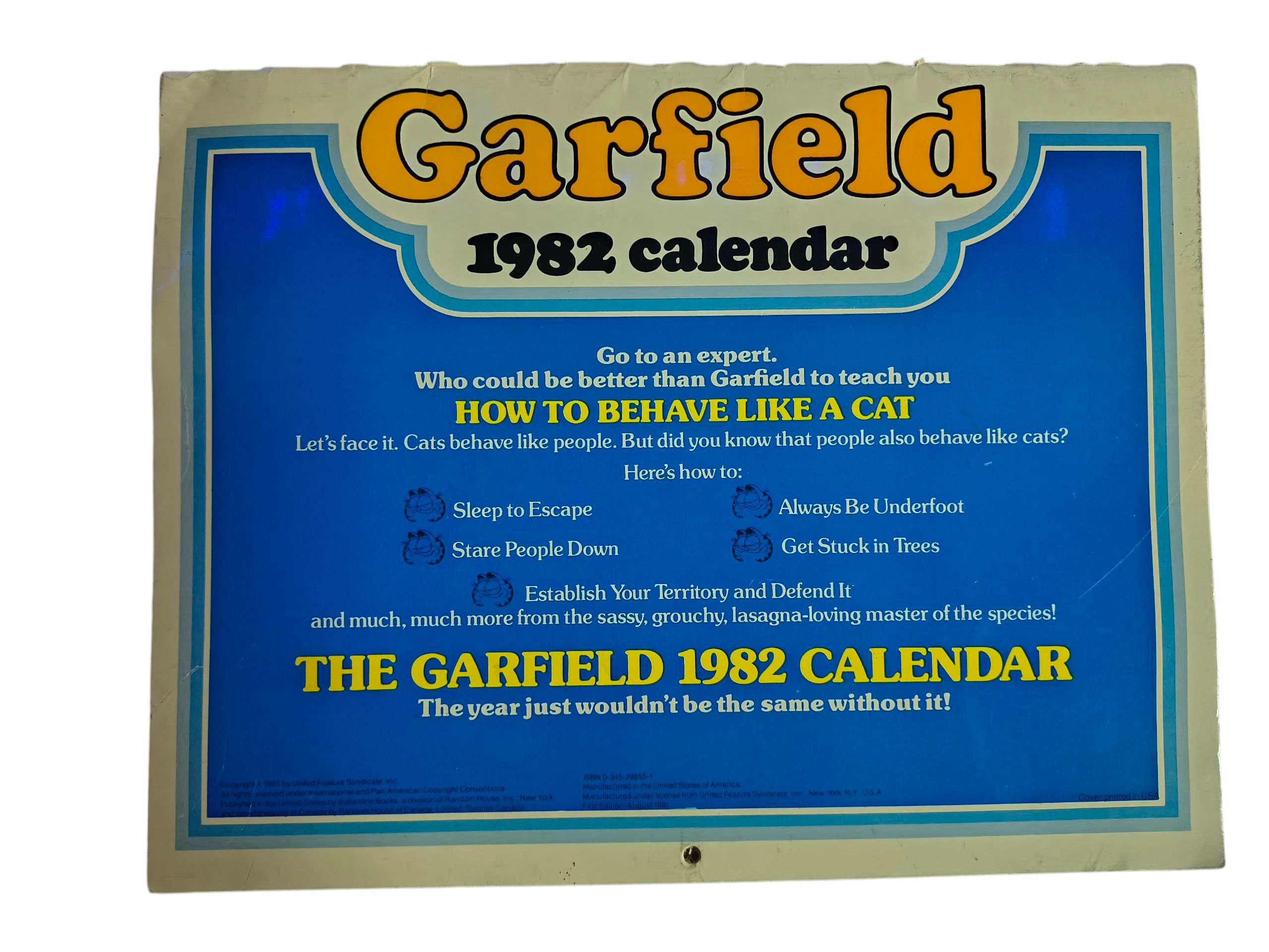 1982 Ballantine Garfield How To Behave Like A Cat Calendar image 2