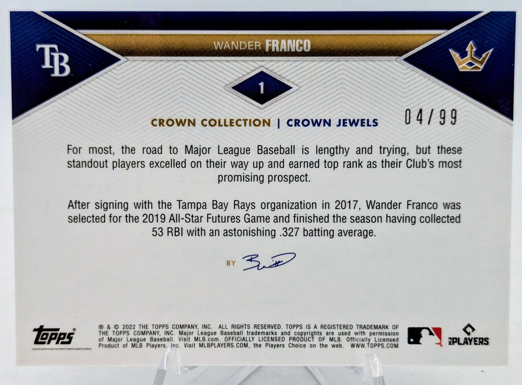 2022 Topps Crown Collection BWJR Wander Franco RC Silver Foil /99 Tampa Bay Rays image 2