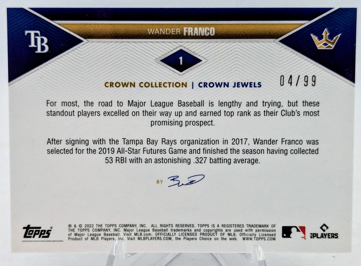 2022 Topps Crown Collection BWJR Wander Franco RC Silver Foil /99 Tampa Bay Rays image 2