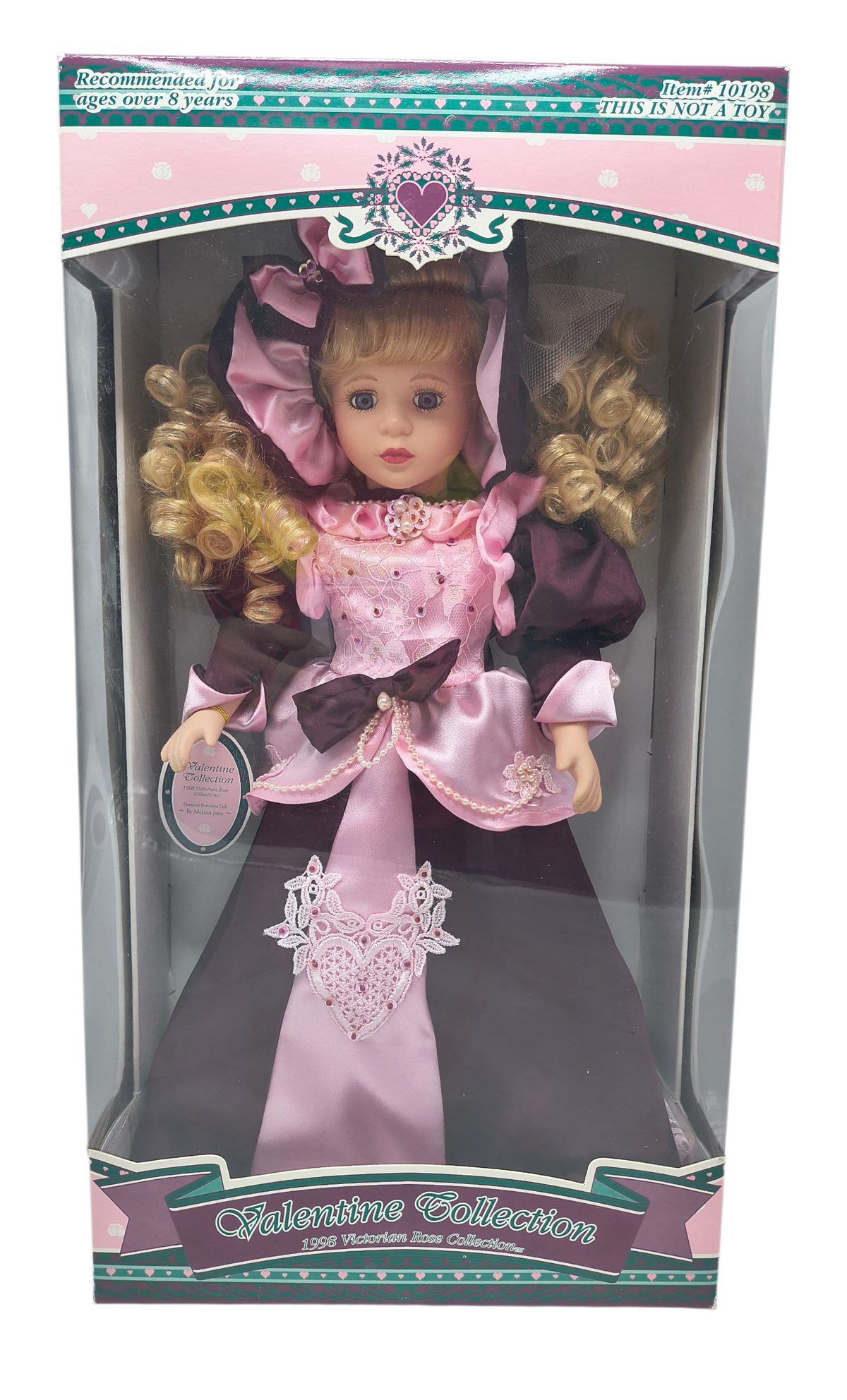 1998 Brass Key Melissa Jane Victorian Rose Valentine Edition 16" Porcelain Doll