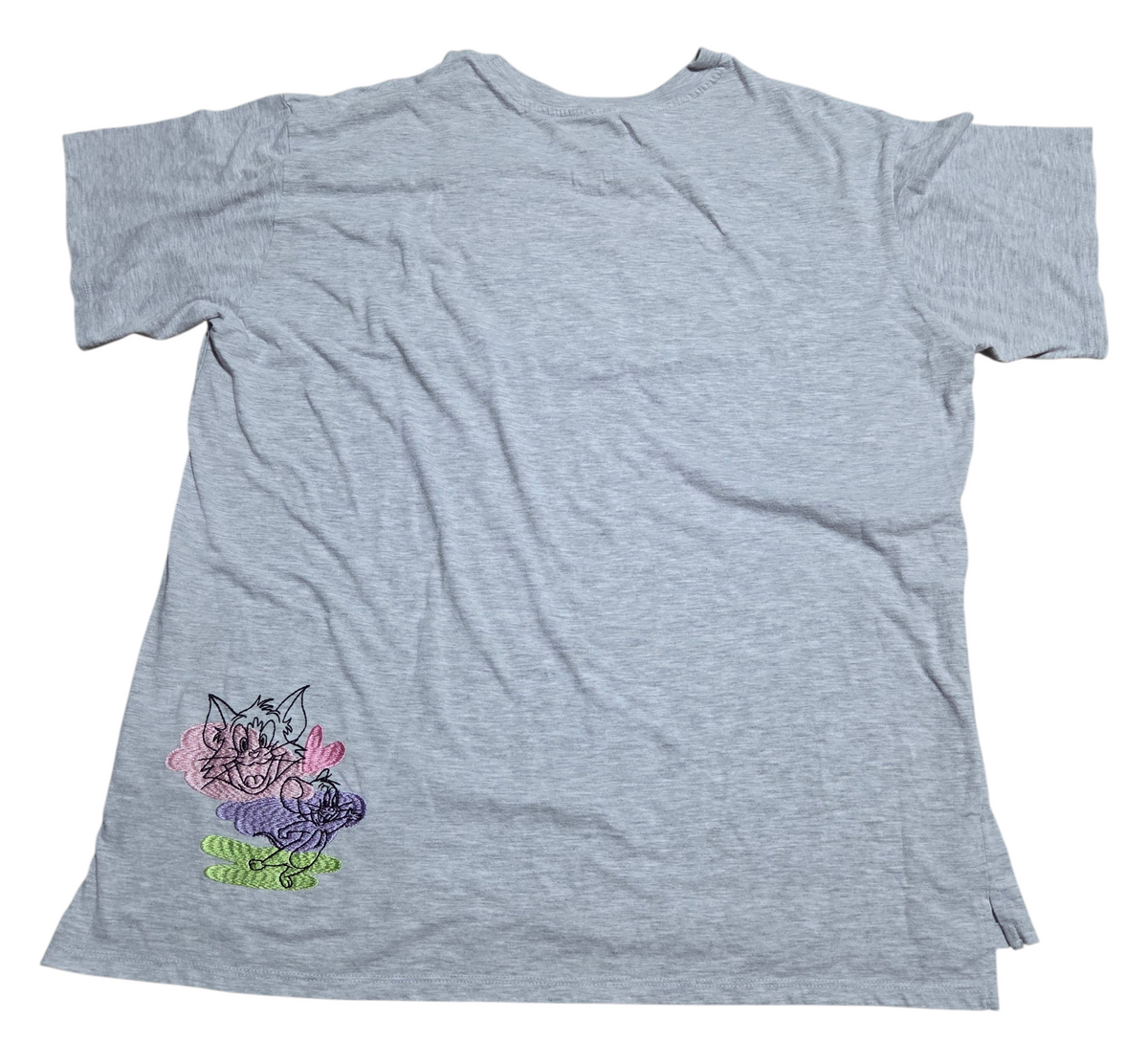 Freeze Hanna Barbera Tom & Jerry Embroidered Double Sided Grey Pastel T-Shirt XL image 2