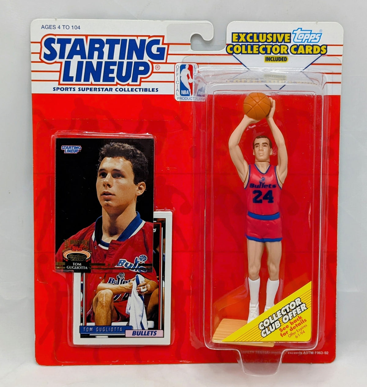 1993 Starting Lineup Tom Gugliotta Washington Bullets Basketball Figure