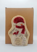 2014 Pavillion Gift Company Merry & Bright Snowman With Cardinal 7" 78500