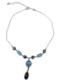 Vintage Avon NRT Southwestern Boho Silver Tone Turquoise Enamel Necklace - DT​​​