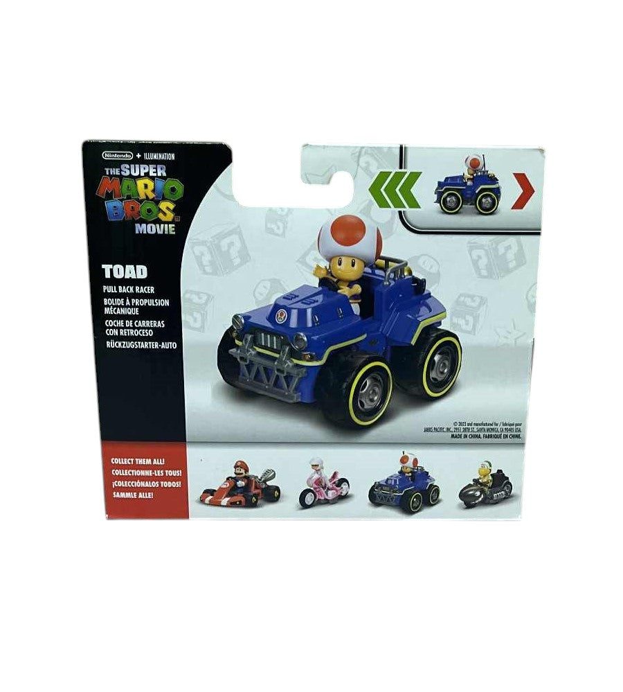 Jakks Nintendo The Super Mario Bros Movie Toad Figure & Pull Back Racer Kart image 2