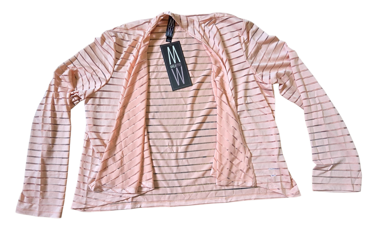 Marla Wynne Open Front Sheer Coral Cardigan Sweater Top Size Large