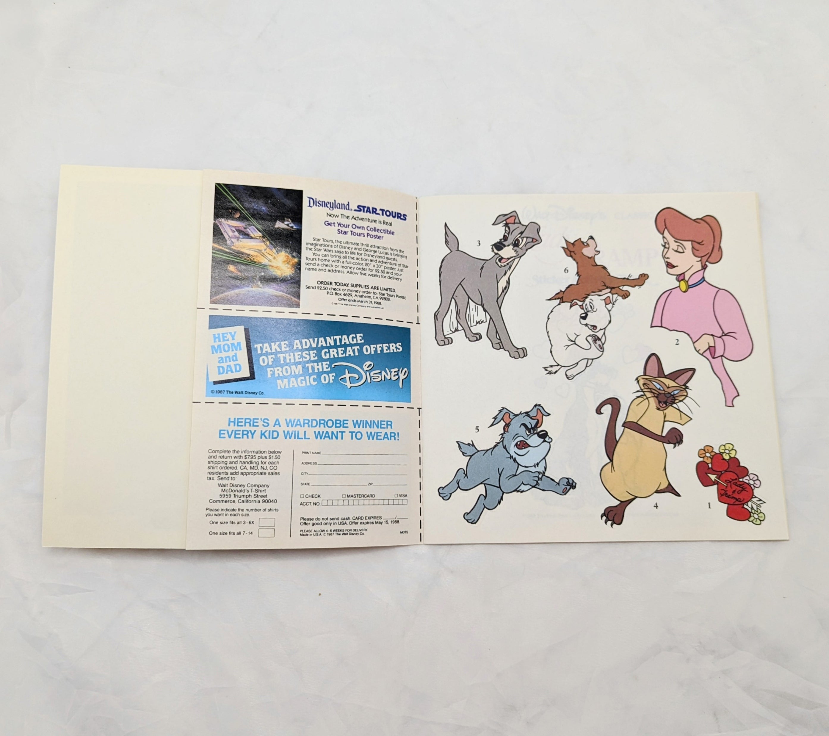 1978 McDonald's Walt Disney's Lady And The Tramp Sticker Activity Book image 3