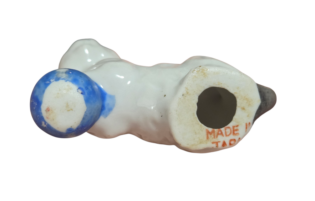 Vintage Made In Japan White And Grey Cat With Red Bow and Blue Ball image 3