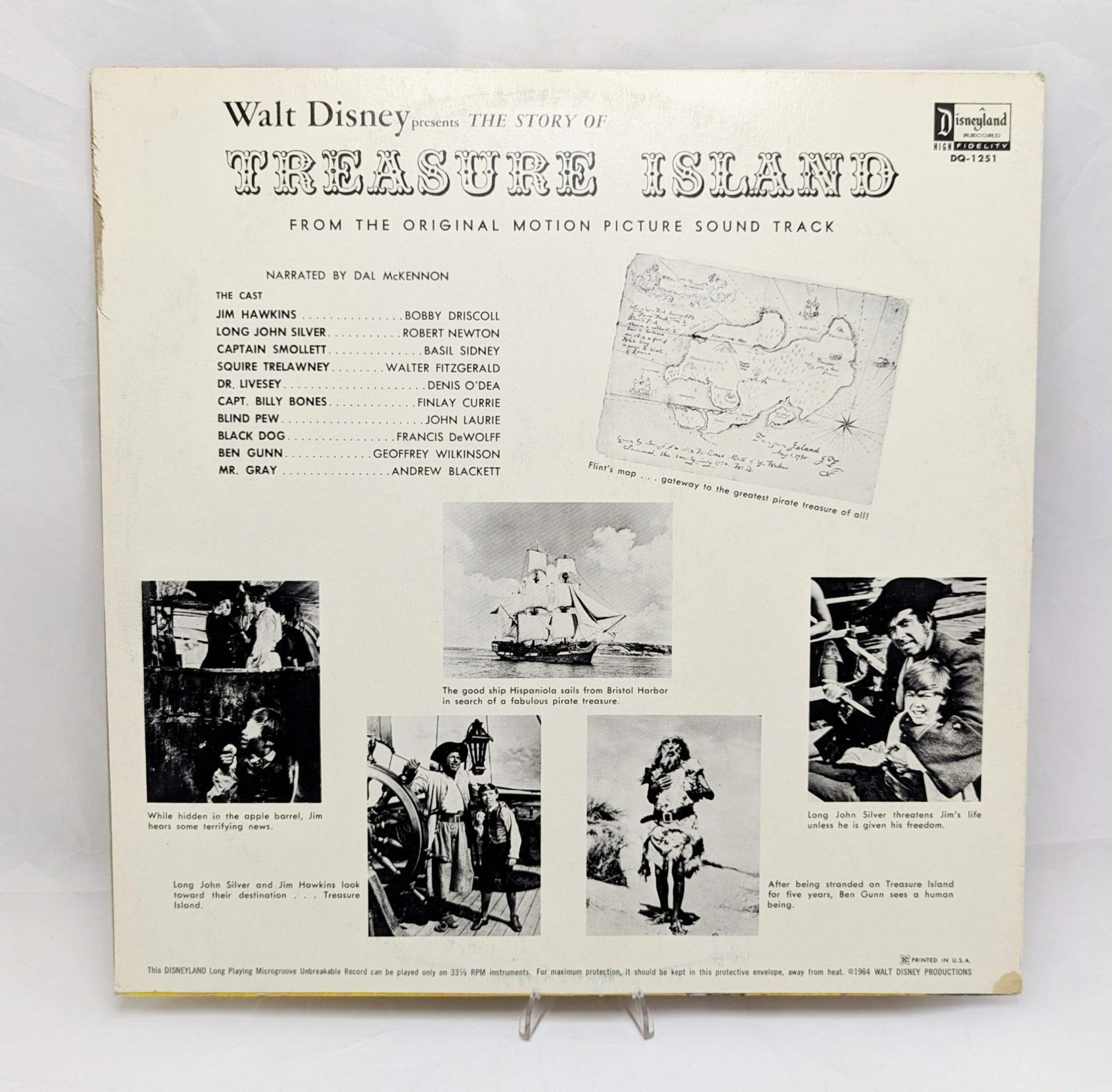 1964 Walt Disney Presents The Story Treasure Island Vinyl Record DQ-1251 image 2