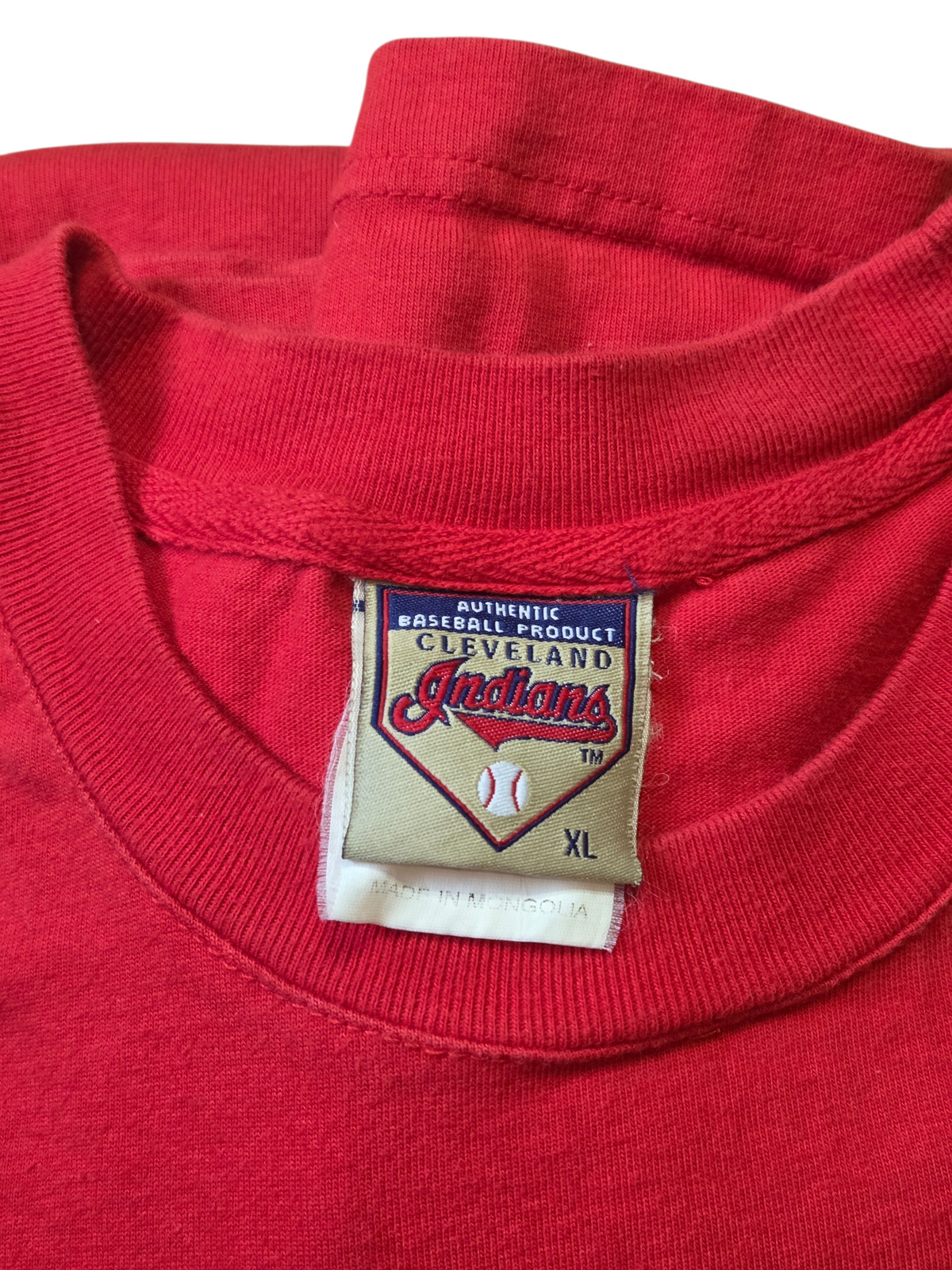 Authentic Baseball Cleveland Indians Chief Wahoo Embroidered Red XL T Shirt image 3