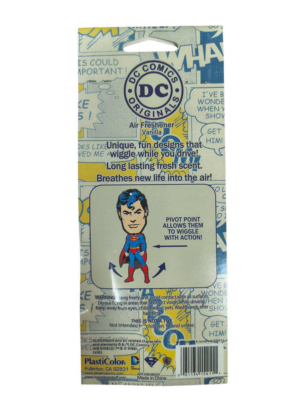 DC Comics Originals Superman Wiggle Hanging Air Freshener Vanilla Scent image 2
