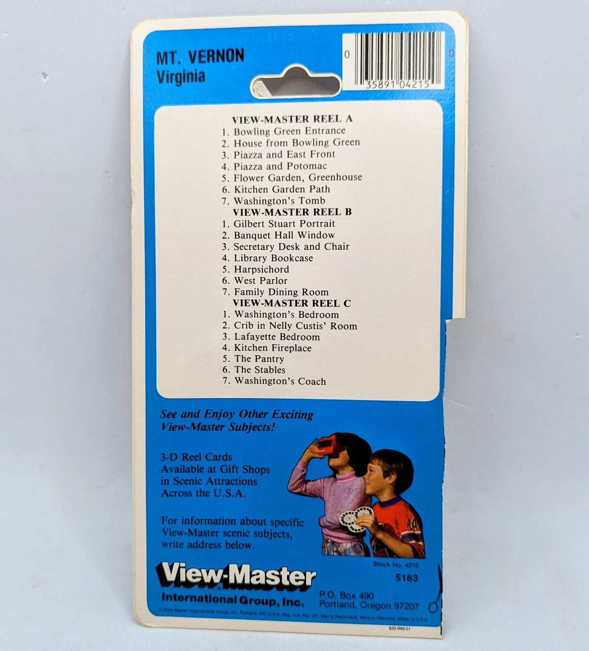 1985 View Master 3D Tour Mount Vernon Virginia 5163 image 2