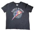 David Bowie Lightning Bolt Leopard Print Black Graphic T-Shirt Size L(12-14)