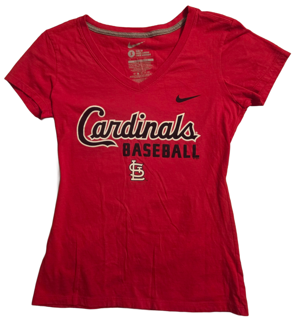 Nike St. Louis Cardinals Baseball MLB Slim Fit Women Red V-Neck Small T-Shirt