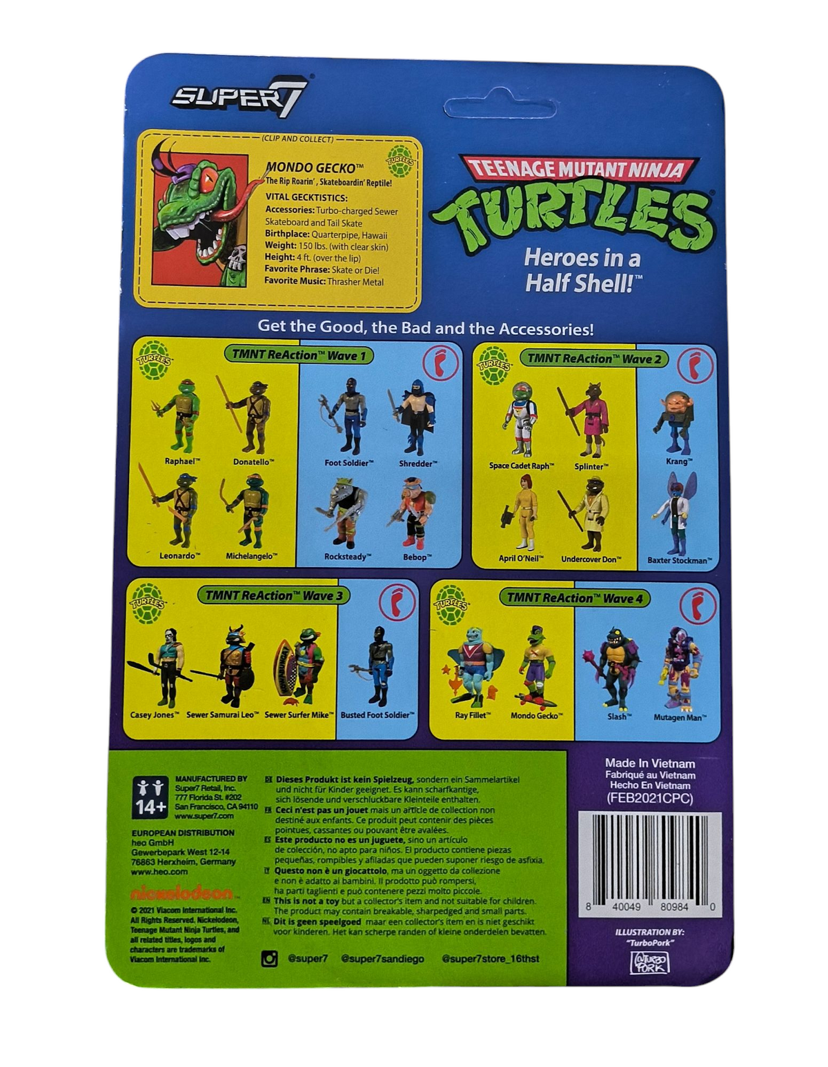 Super7 Reaction Teenage Mutant Ninja Turtles TMNT Mondo Gecko 3.75" Figure image 2