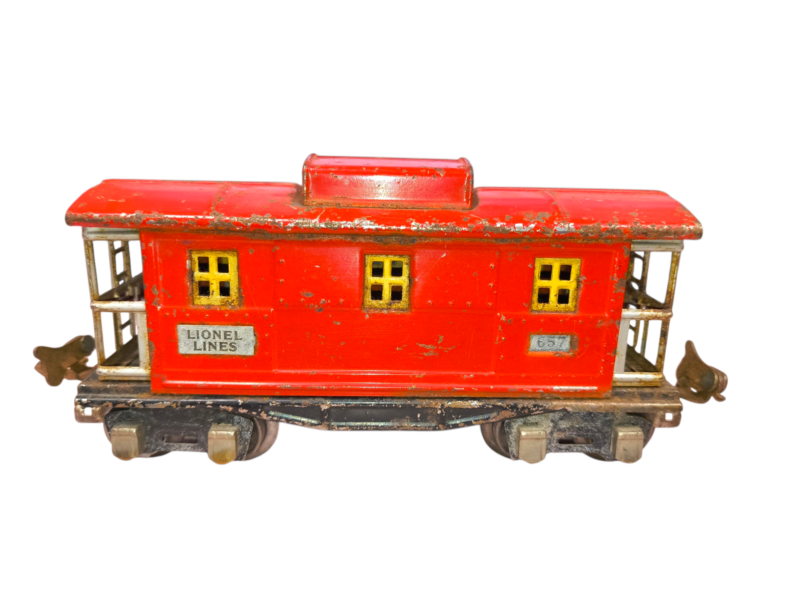 Lionel Lines Prewar 807 Caboose O Gauge 1927-1940 Tin Red Body Green Roof
