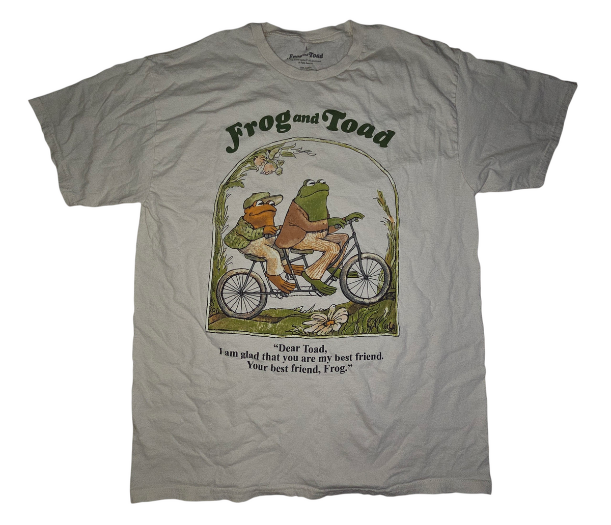 Arnold Lobel Frog And Toad Best Friends Riding Bike Graphic T-Shirt Size Large