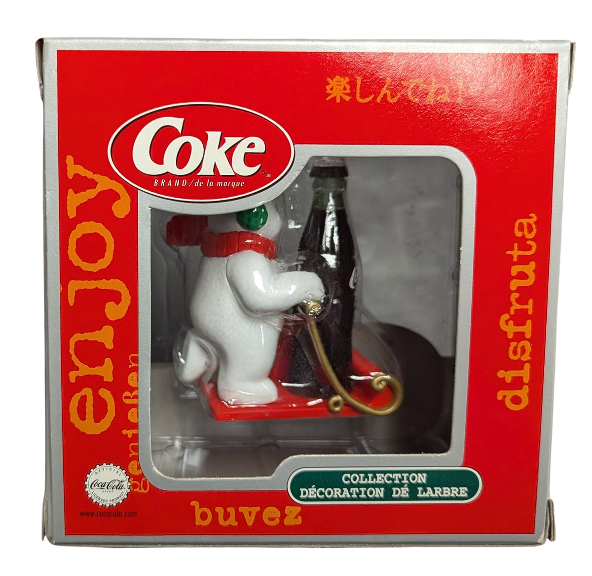 Coca Cola Trim a Tree Polar Bear Bottle Sled Christmas Ornament image 2