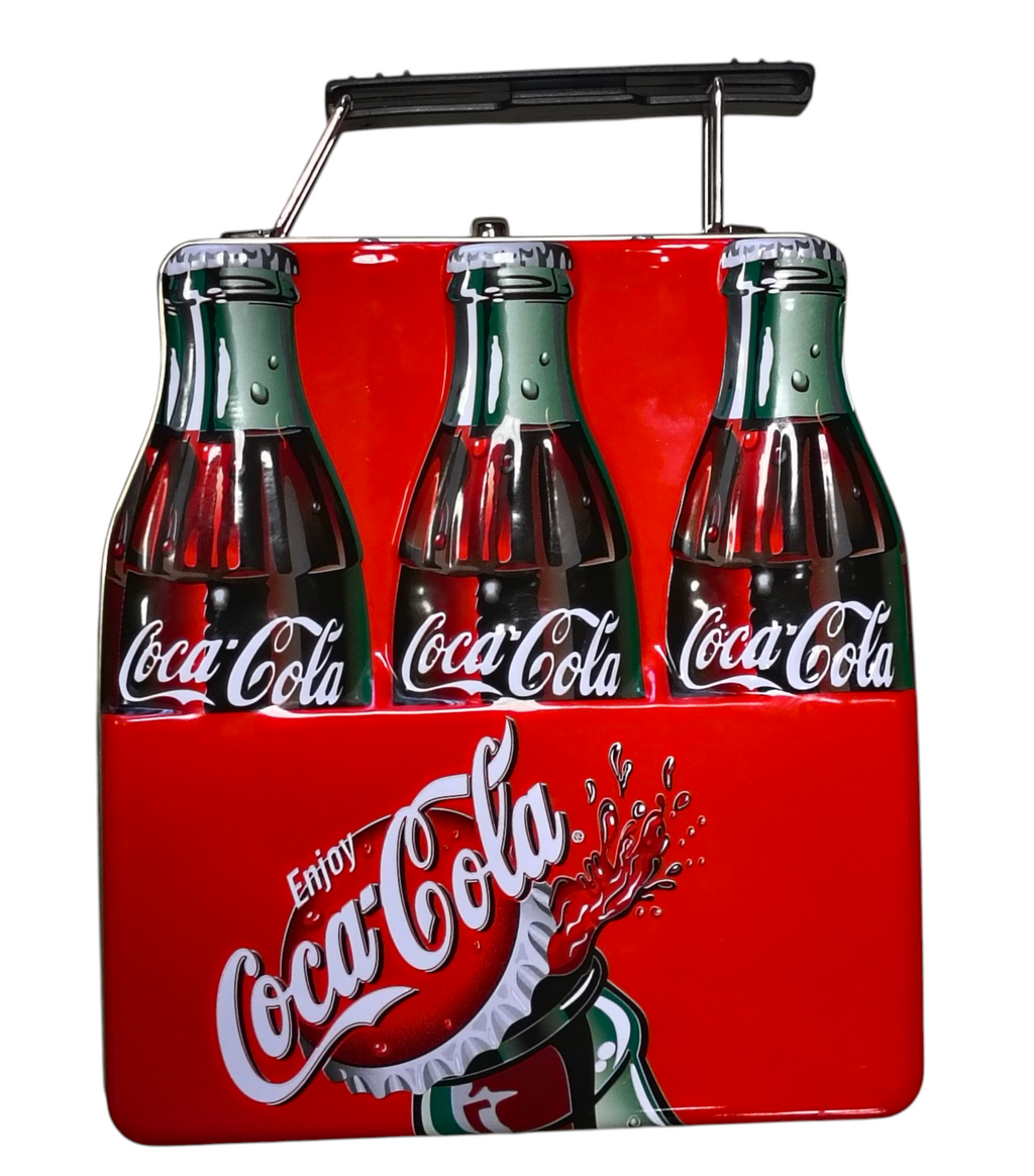 Coca Cola Six Pack Coke Bottle Tin Mini Lunch Box With Handle image 2