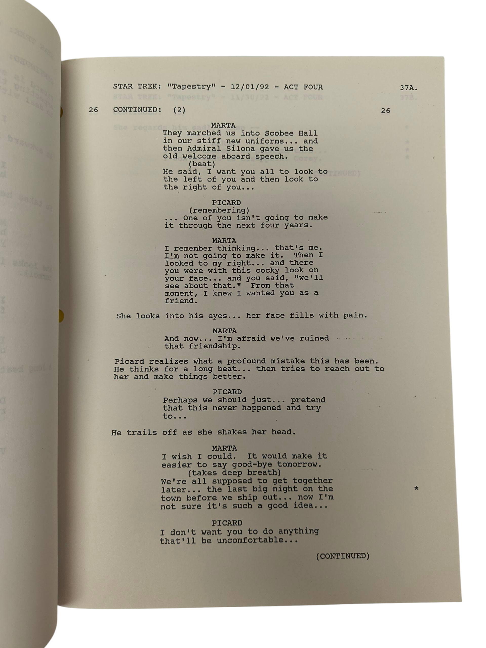 Star Trek The Next Generation Tapestry Original Script 1992 Signed Majel Barrett image 5