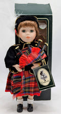Vintage Geppedo Scottish Boy Porcelain Doll Gavin Kilt Bagpipe Red Tartan