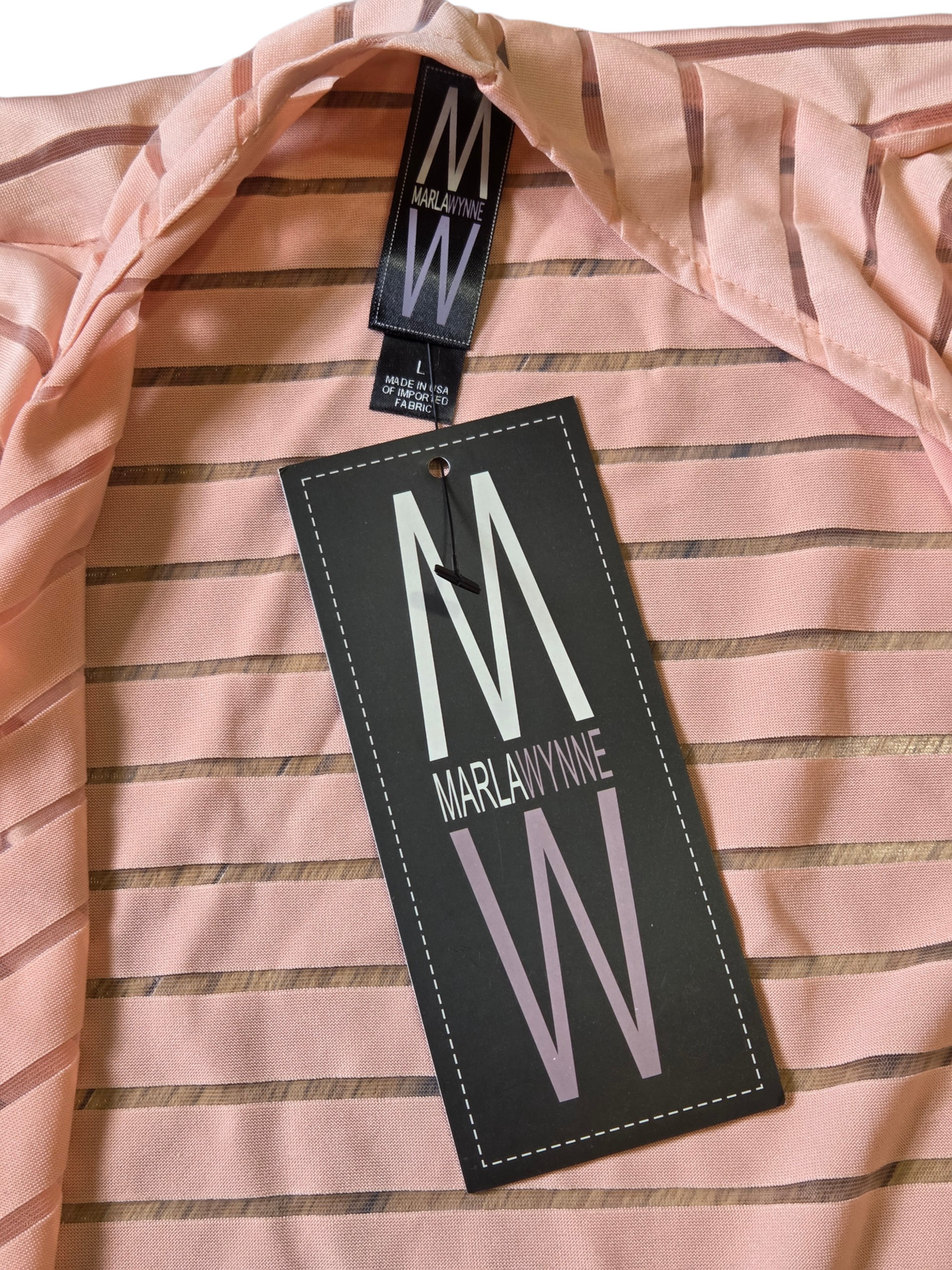 Marla Wynne Open Front Sheer Coral Cardigan Sweater Top Size Large image 3