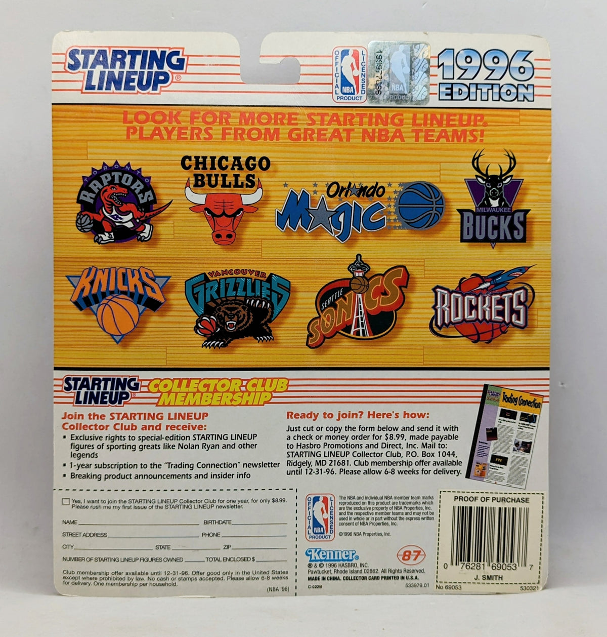 1996 Starting Lineup Joe Smith Golden State Warriors Basketball Figure image 2