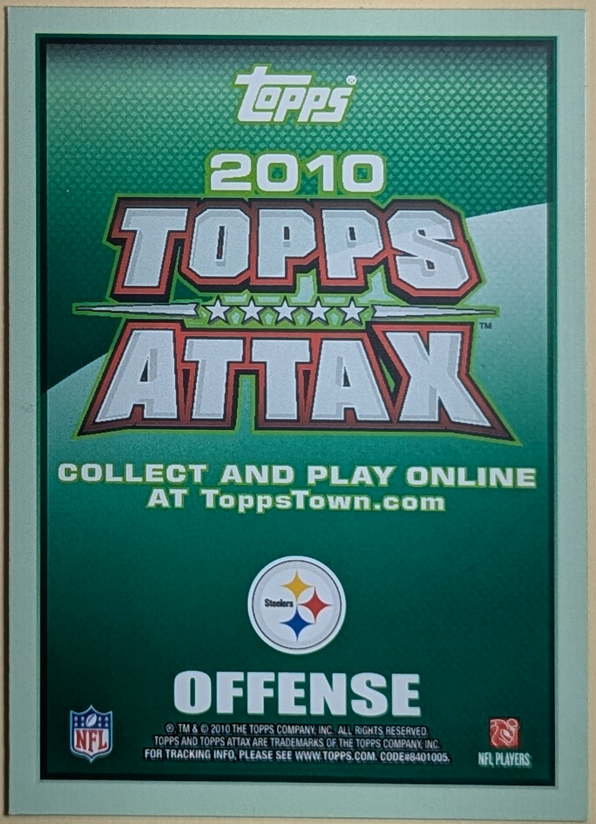 2010 Topps Attax Red Zone Foil Rashard Mendenhall NNO Pittsburgh Steelers image 2