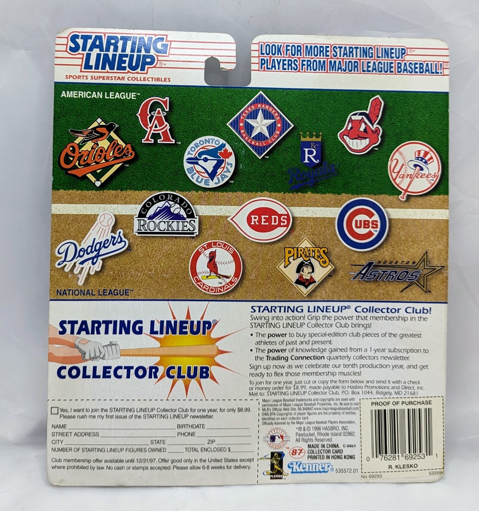1997 Kenner Starting Lineup Ryan Klesko Atlanta Braves Figure image 2