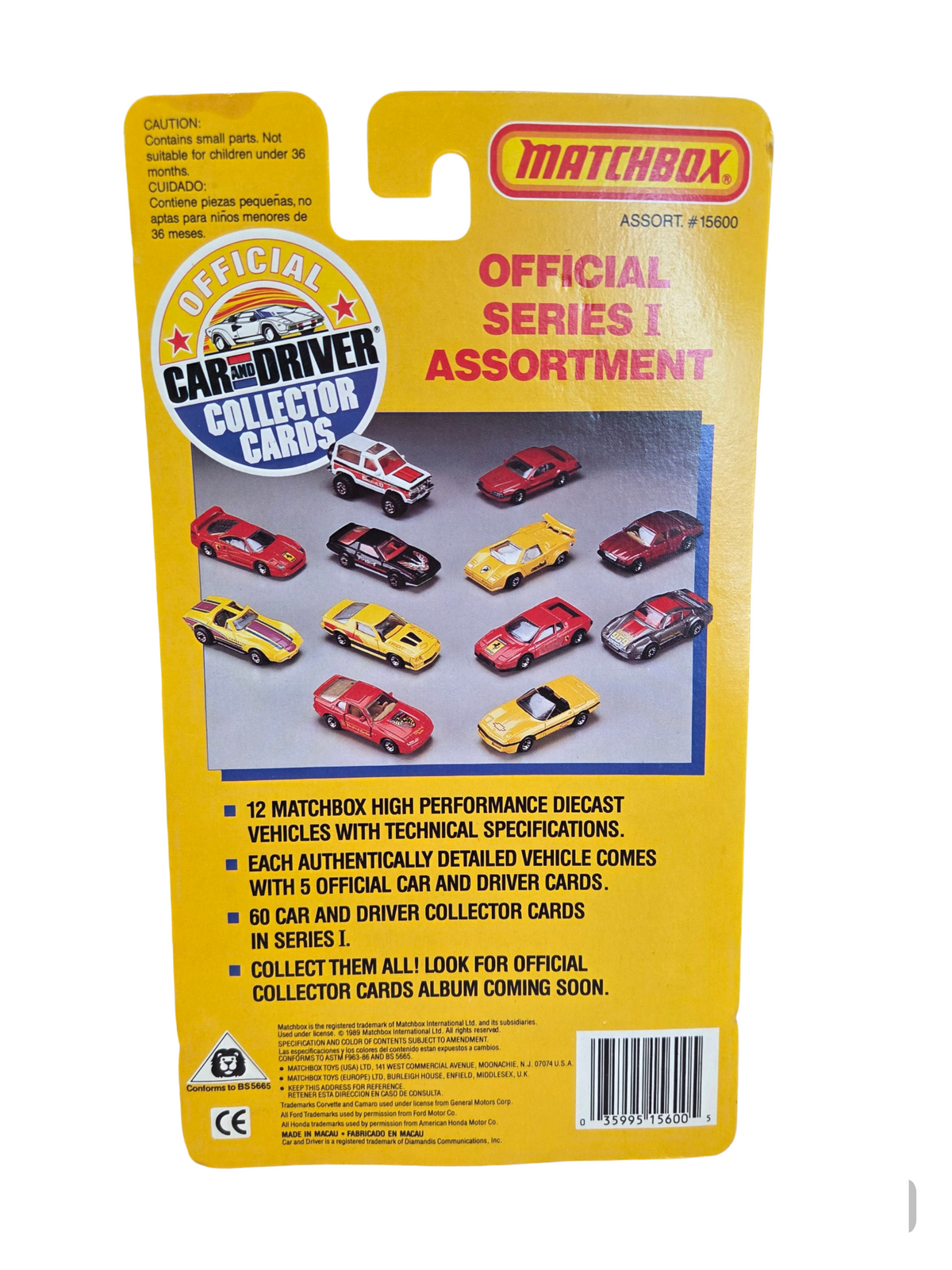 1989 Matchbox Car & Driver Ferrari Testarossa w/ Collector Card image 2