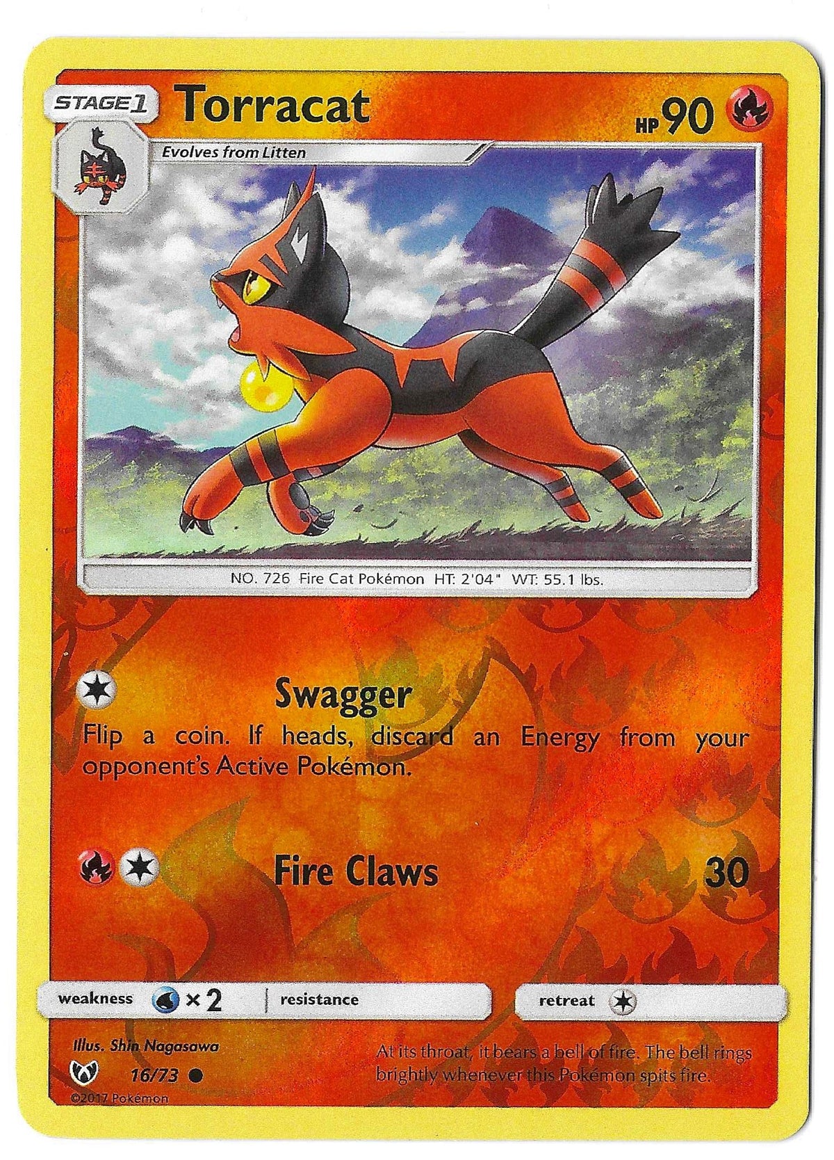 2017 Pokemon TCG Shining Legends 16/73 Torracat Reverse Holo