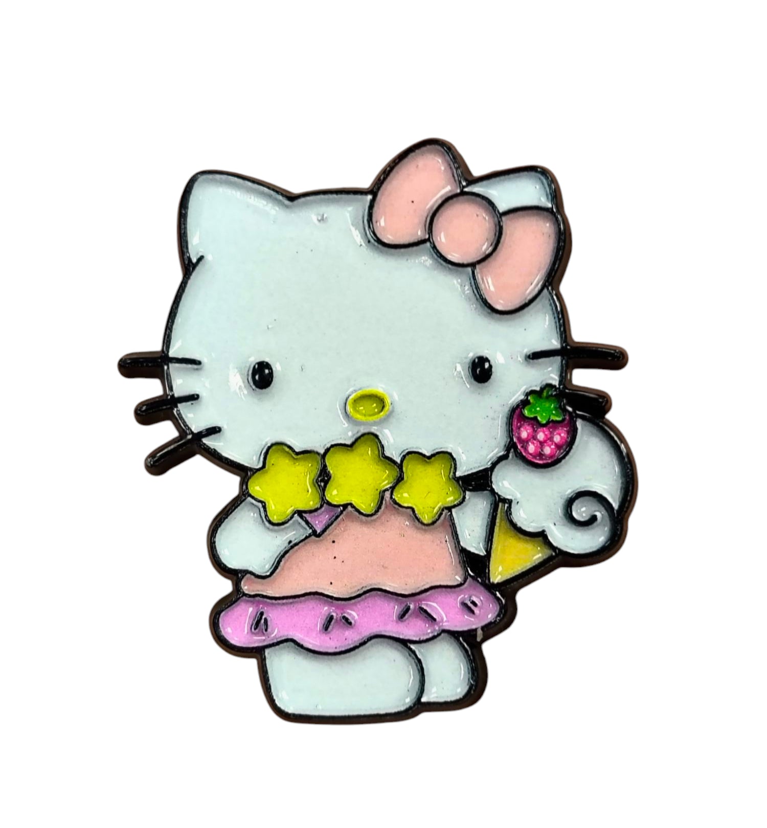 Sanrio Hello Kitty w/ Stars And Ice Cream Pink Bow And Pink Dress Enamel Pin