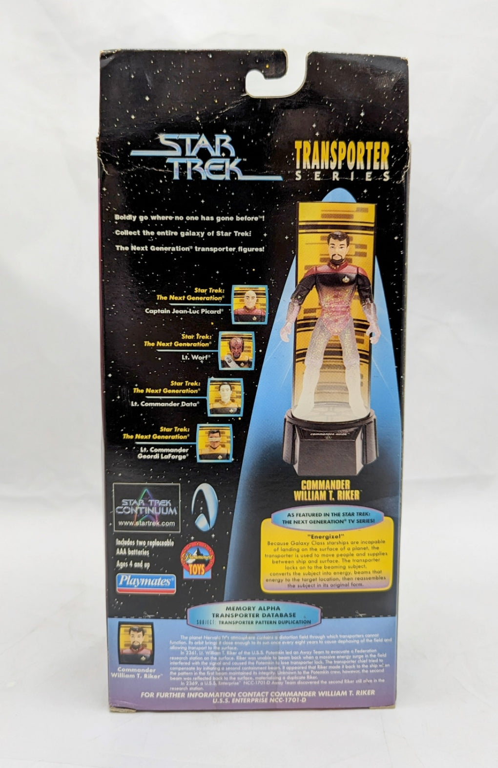 1998 Playmates Star Trek Transporter Serier Commander William T. Riker image 2