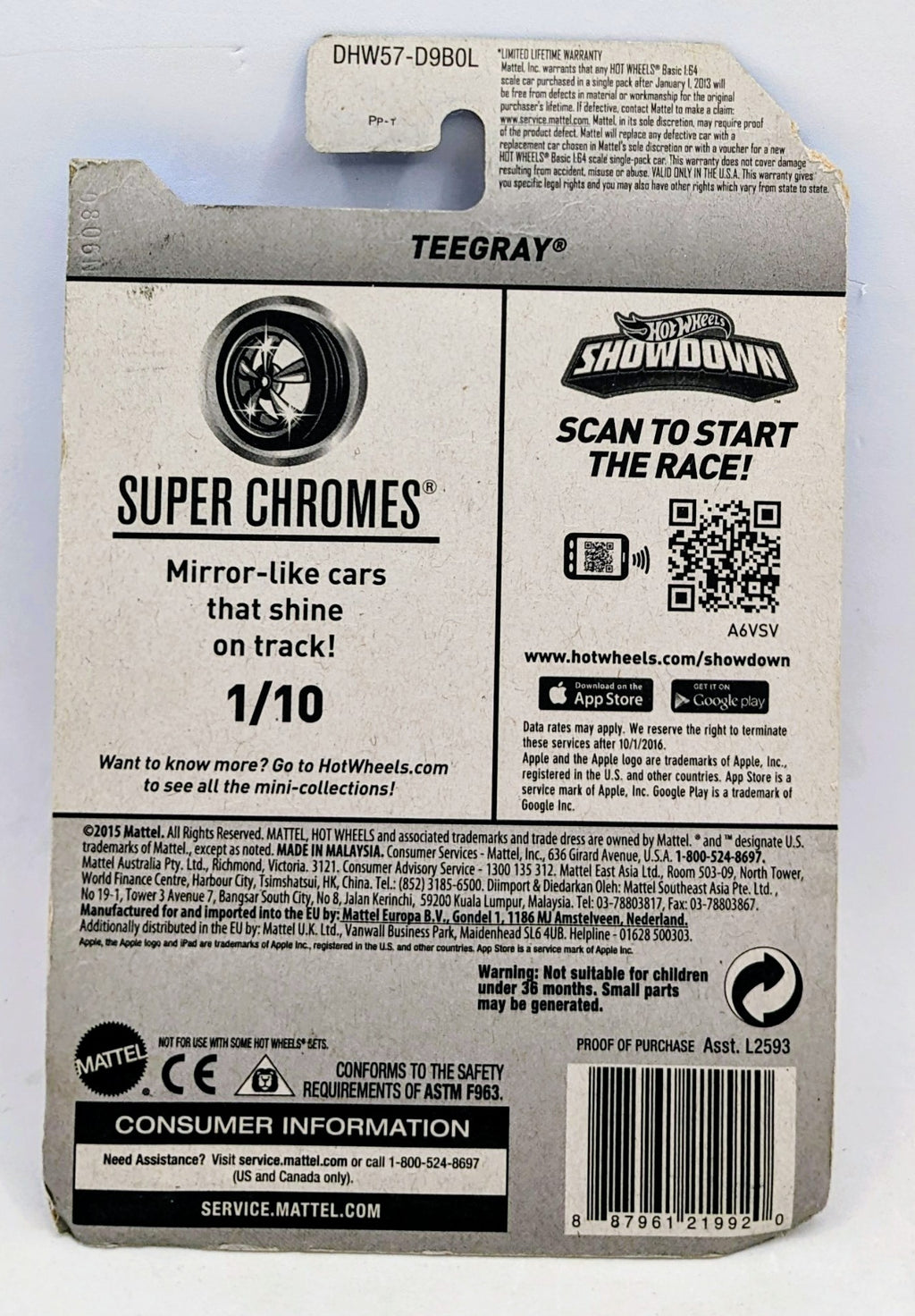 2015 Hot Wheels Super Chromes Teegray 36/250 image 2