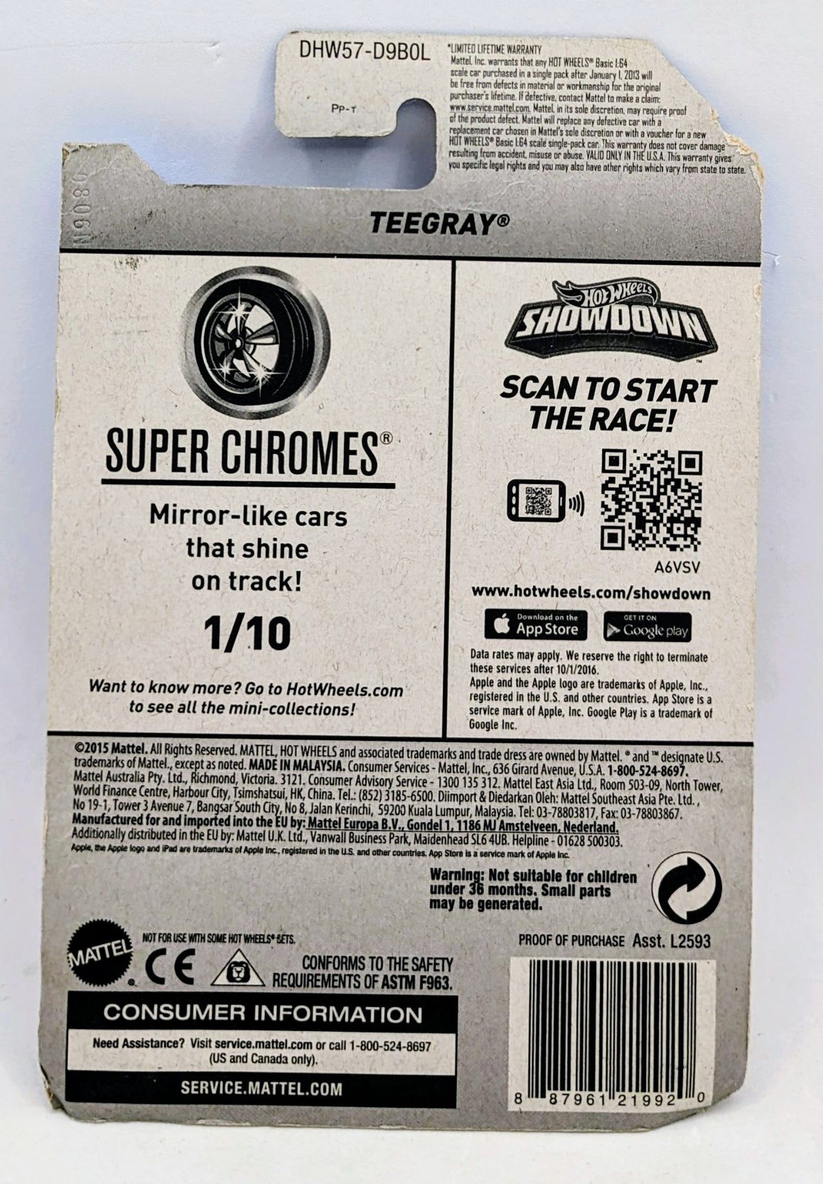 2015 Hot Wheels Super Chromes Teegray 36/250 image 2