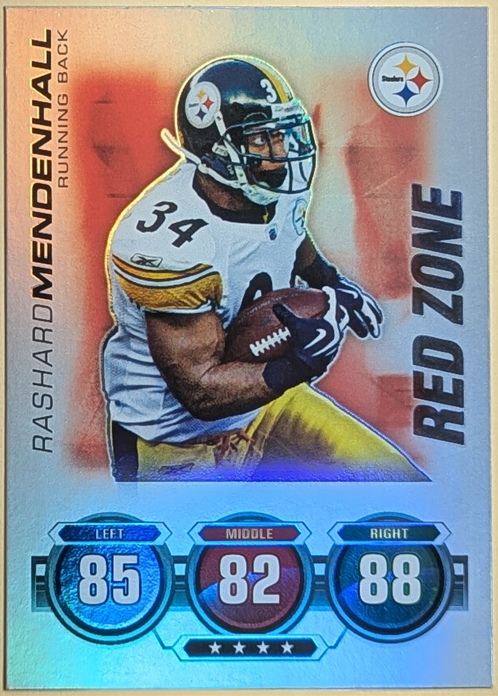 2010 Topps Attax Red Zone Foil Rashard Mendenhall NNO Pittsburgh Steelers
