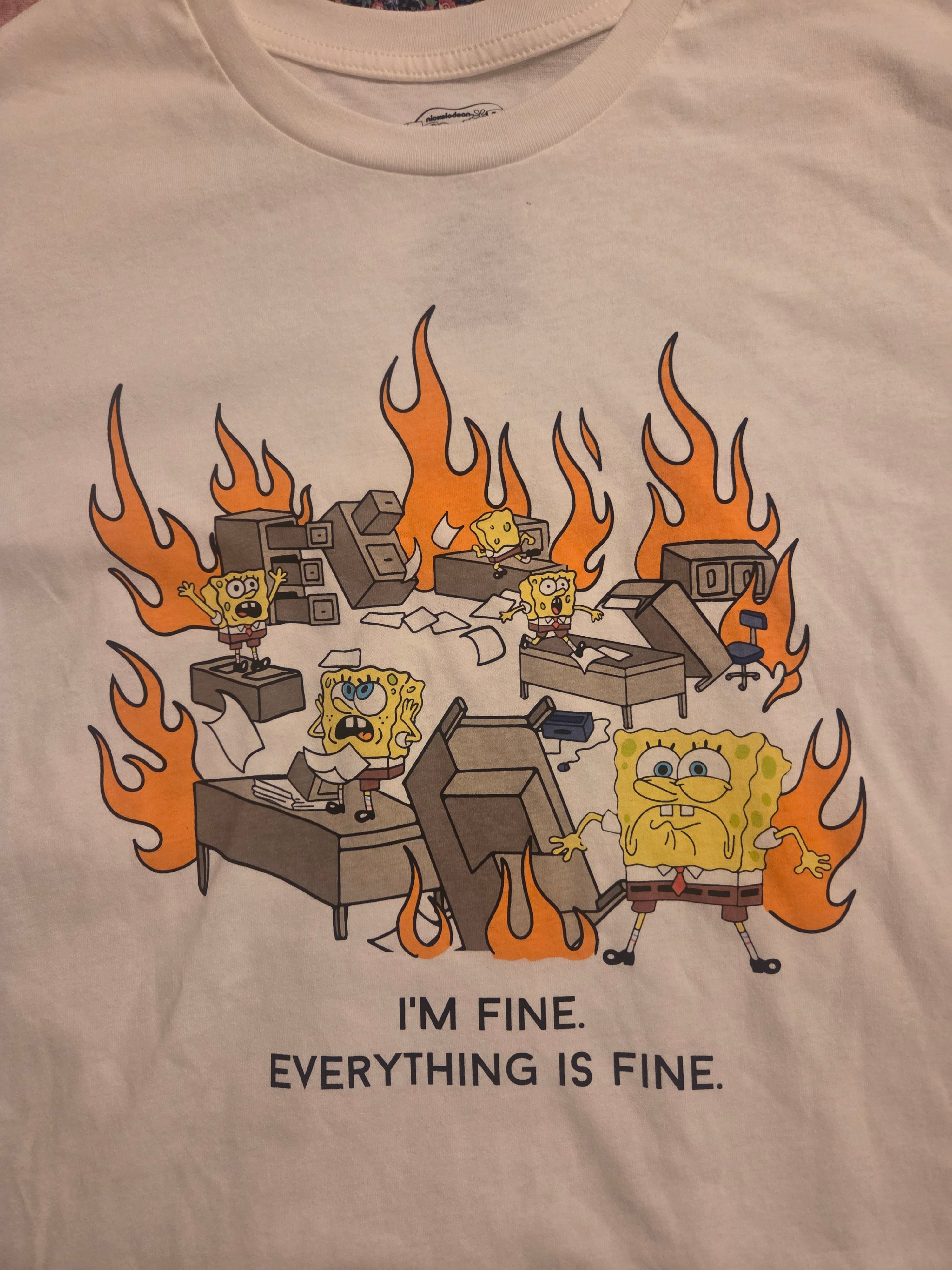 Nickelodeon Spongebob I'm Fine Everything Is Fine Fire T-Shirt XX-Large image 5