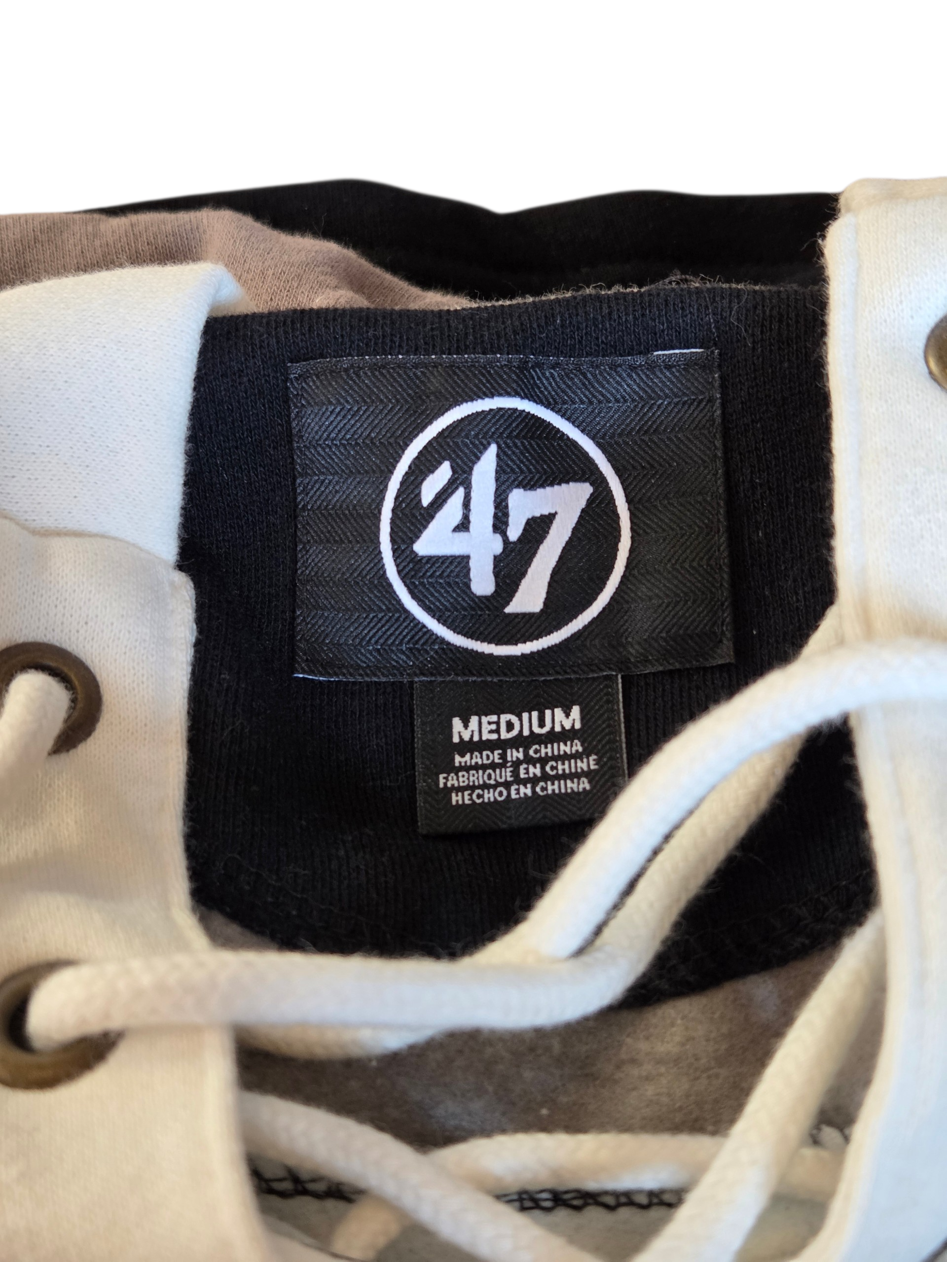 '47 Brand NBA Basketball Lacer Hood Pullover Sweatshirt White/Black/Tan Medium image 3