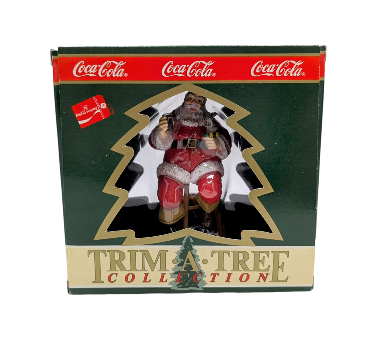 1990 Trim A Tree Collection Coca Cola 1947 Santa On A Stool