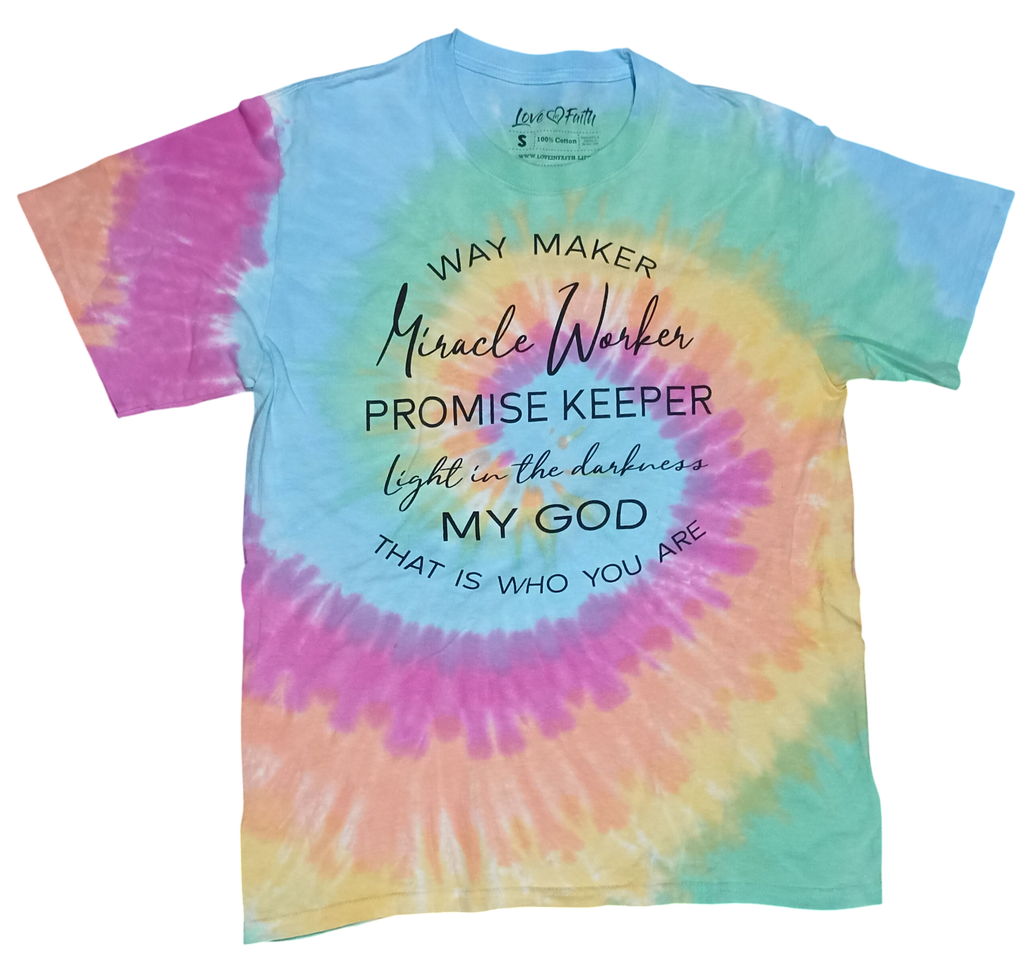 Love In Faith Way Maker Song Tie Dye Christian T-Shirt Size Small
