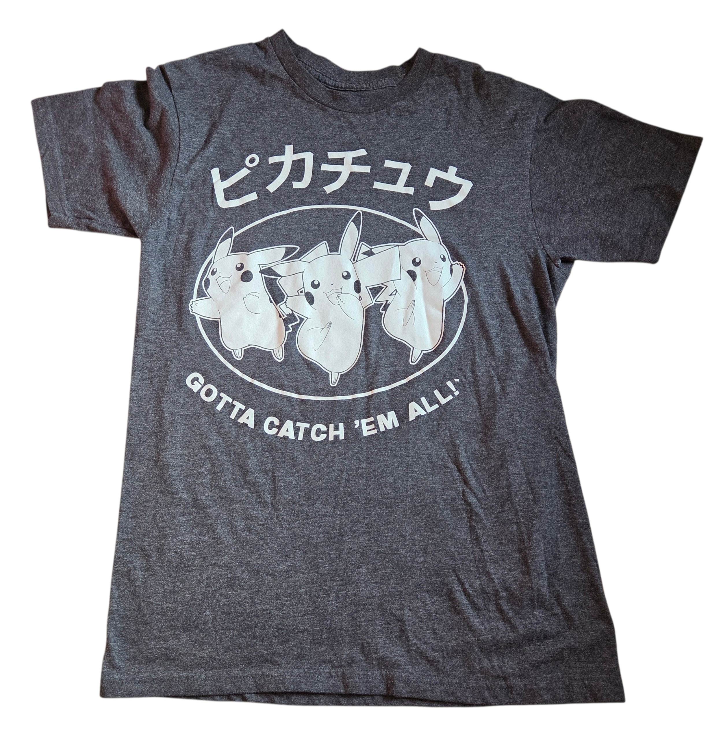 Nintendo Pokemon Pikachu Kanji Gotta Catch Them All Graphic T-Shirt Small