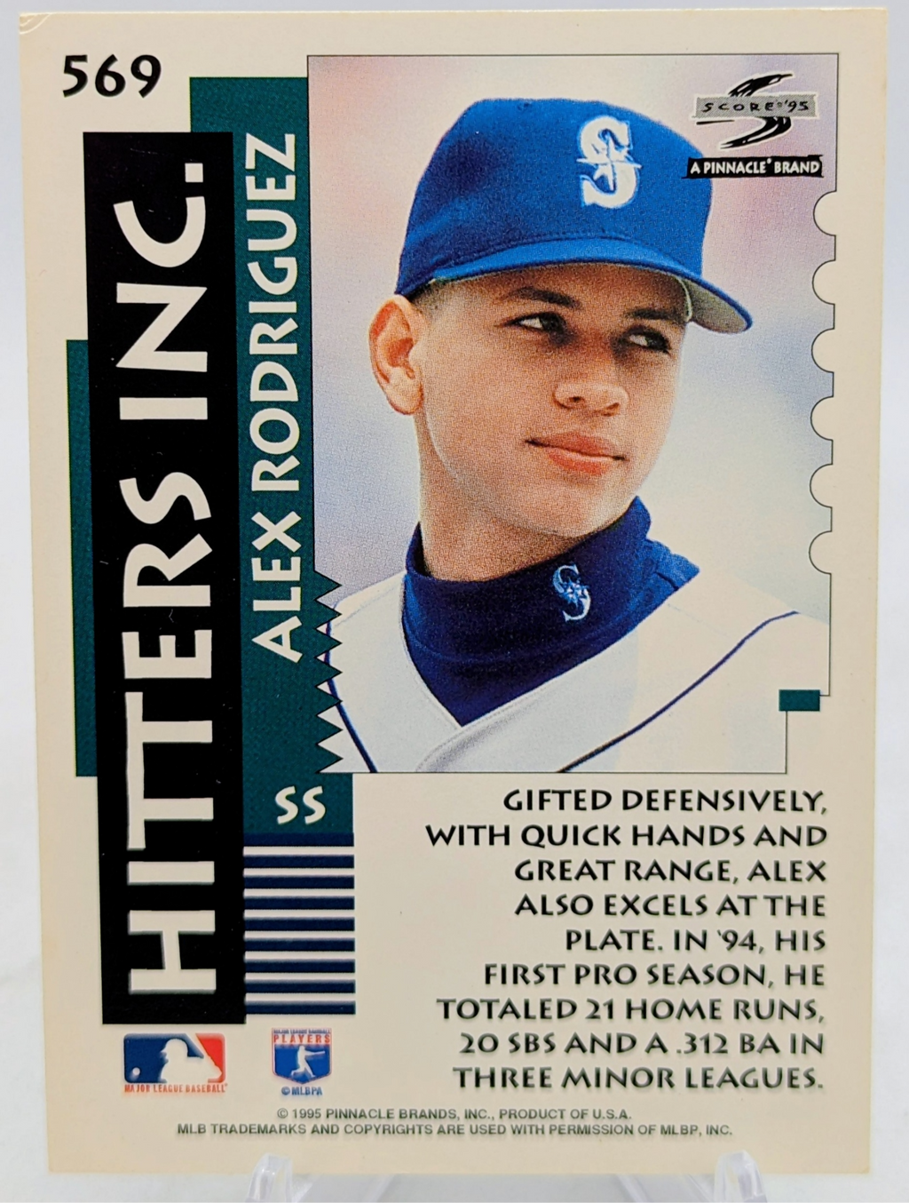 1995 Score Hitters Inc Alex Rodriguez #569 Seattle Mariners image 2